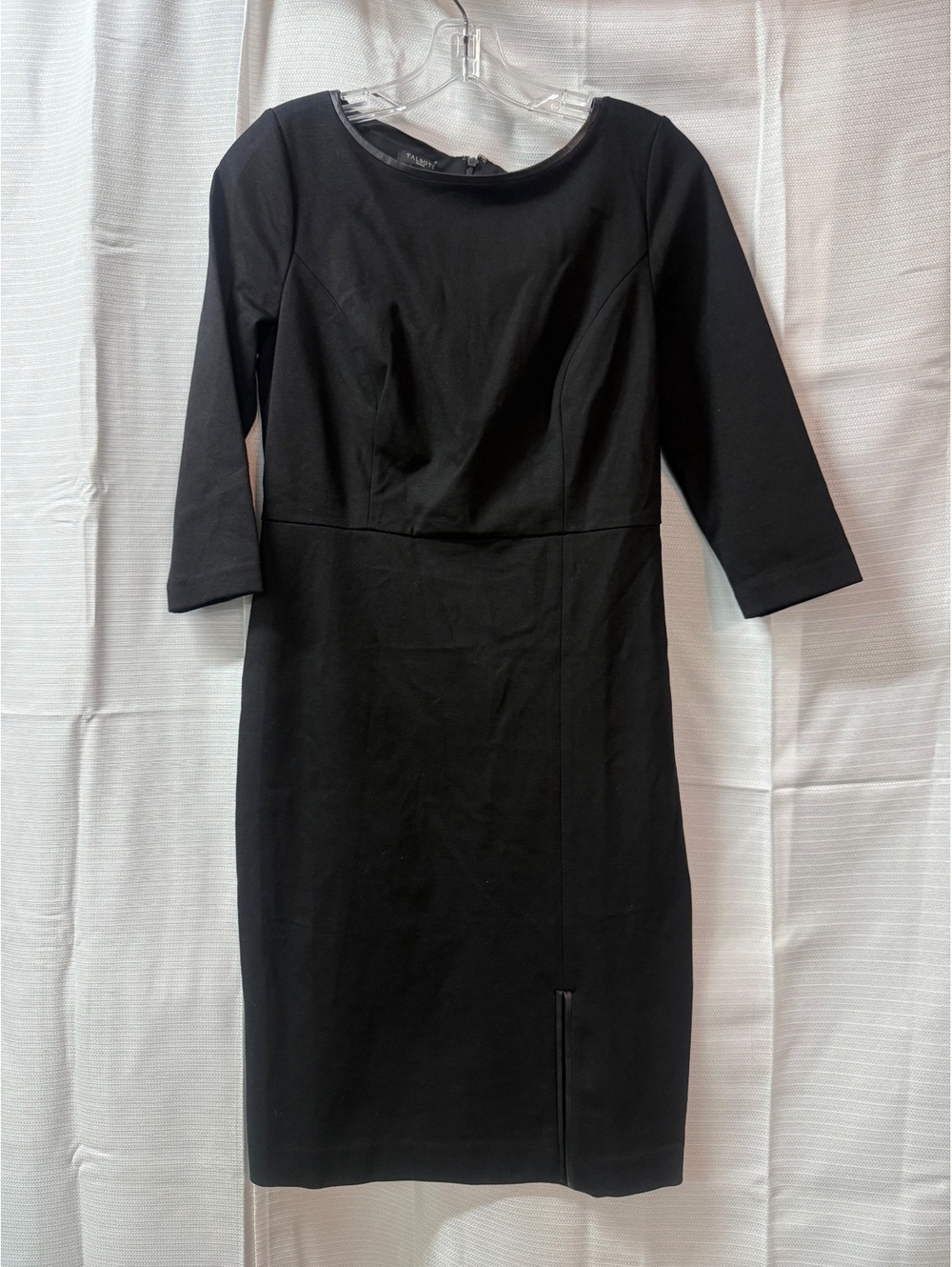 Talbots Petite Black Sheath Dress Size 2P with Faux Leather Trim